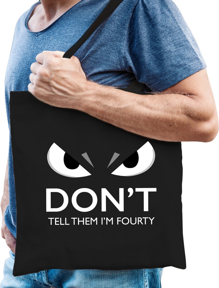 Bellatio Decorations dont tell fourty cadeau katoenen tas - volwassenen - zwart
