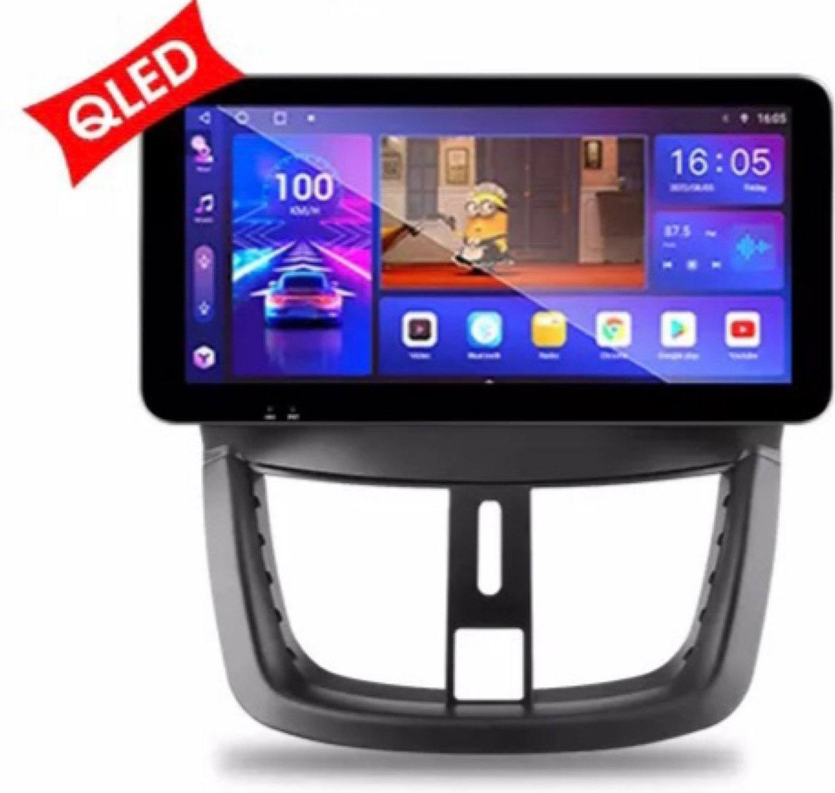 Navigatiesysteem auto met QLED scherm - autoradio geschikt voor CarPlay en Android auto - bluetooth radio - geschikt voor Peugeot 207 2006-2015