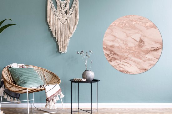 Cercle mural - Aluminium - Marbre - Rose - ⌀ 90 cm