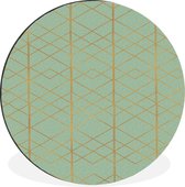 WallCircle - Wandcirkel - Muurcirkel - Goud - Lijn - Patronen - Aluminium - Dibond - ⌀ 140 cm - Binnen en Buiten