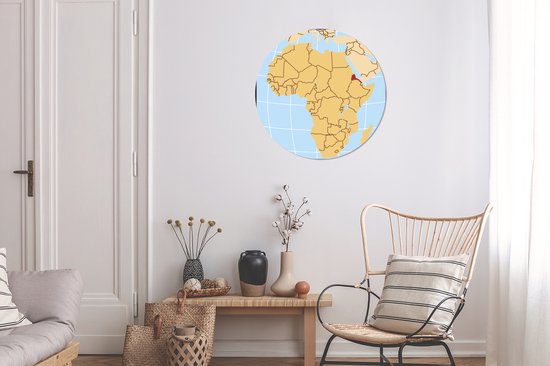 Illustration de l'Érythrée sur la carte africaine Cercle mural aluminium ⌀ 60 cm - impression photo sur cercle mural / cercle vivant / cercle de jardin (décoration murale)