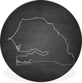 Illustration Zwart et blanc du Sénégal sur tableau noir Cercle mural aluminium ⌀ 60 cm - Tirage photo sur cercle mural / cercle vivant / cercle de jardin (décoration murale)