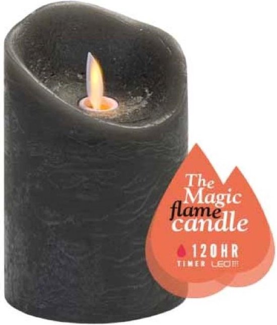 the magic flame candle 120hr timer led donker grijs
