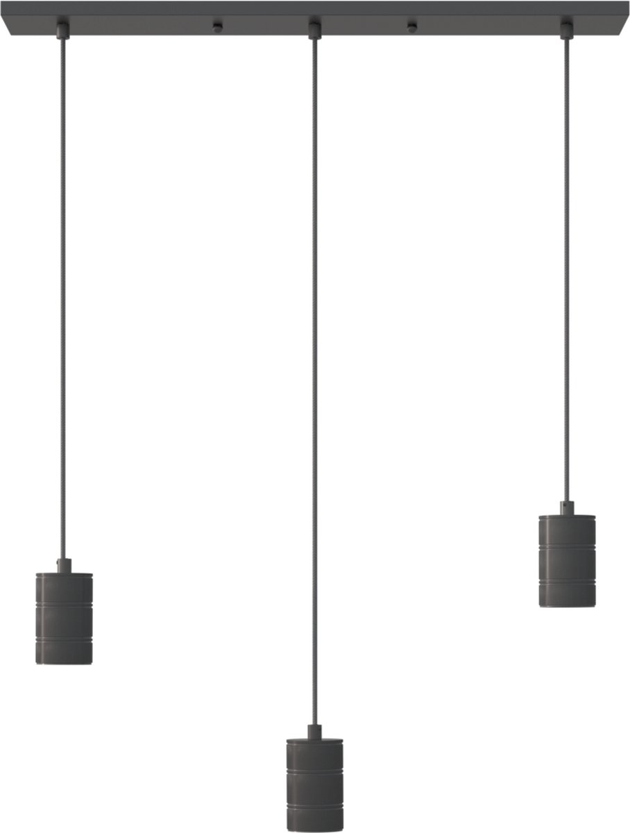 Calex hanglamp Rechthoek - 3x E27 - 10x70cm - Zwart