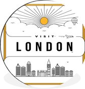WallCircle - Wandcirkel - Muurcirkel - Stadsaanzicht London - wit - Aluminium - Dibond - ⌀ 140 cm - Binnen en Buiten