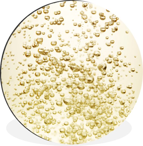 WallCircle - Wandcirkel - Muurcirkel - Bubbels in champagne - Aluminium - Dibond - ⌀ 90 cm - Binnen en Buiten