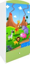 Kocot Kids - Kledingkast babydreams groen safari - Halfhoge kast - Groen