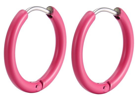 Oorbellen - Oorringen - RVS - 15 mm - Fuchsia