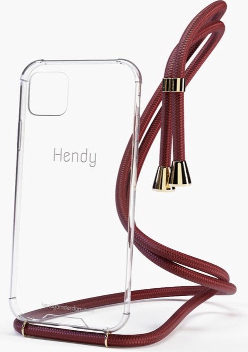 Hendy telefoonhoesje met koord - Classic - Aubergine - iPhone 13 Mini