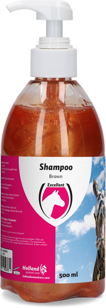 Excellent Shampoo Brown Horse - Kleurshampoo voor opleving van de eigen vachtkleur - Geschikt voor paarden met een bruine vacht - 500 ml - Holland Animal Care
