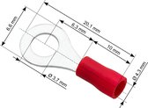 Ring kabelschoen 100 stuks - Rood 3.7-6.6 mm - Gat diameter 4,3 mm - M3
