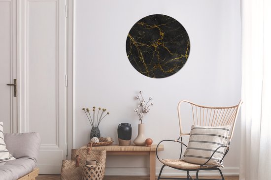 Cercle mural - Aluminium - Marbre - Or - Zwart - ⌀ 60 cm