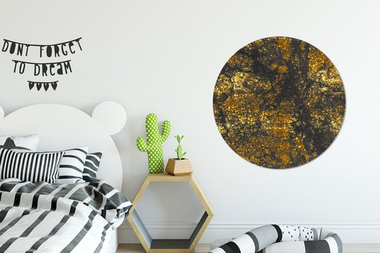 Cercle mural - Cercle mural - Marbre - Goud - Glitter - Zwart - Aluminium - Dibond - 90x90 cm - Intérieur et Extérieur
