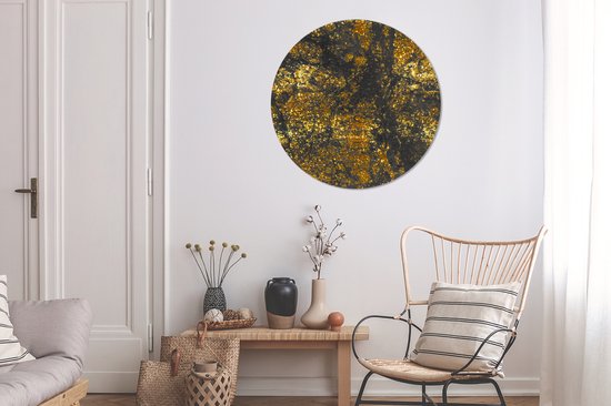 Cercle mural - Cercle mural - Marbre - Goud - Glitter - Zwart - Aluminium - Dibond - 90x90 cm - Intérieur et Extérieur