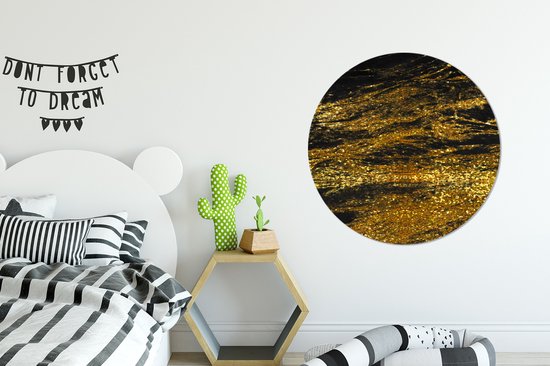 Cercle mural - Aluminium - Marbre - Or - Zwart - Glitter - ⌀ 90 cm