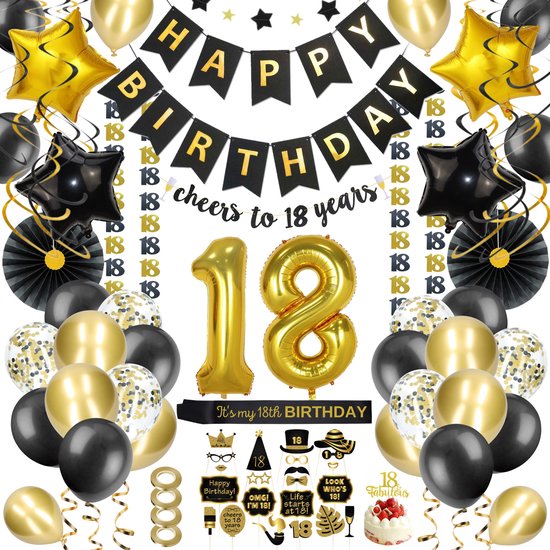 Onregelmatigheden Beeldhouwer Vergemakkelijken Partizzle 18 Jaar Feest Verjaardag Versiering Set - Happy Birthday Slinger  & Ballonnen... | bol.com