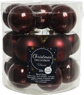 Kleine kerstballen - 18x st - mahonie bruin - glas - 4 cm - mat/glans