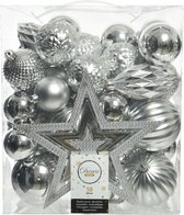 Decoris Kerstballen met piek - 49st - kunststof zilver - 5-6-8-10cm