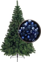 Sapin de Noël Bellatio Decorations H150 cm - avec boules de Noël bleu cobalt