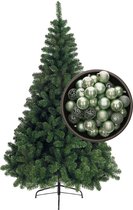 Bellatio Decorations kerstboom H210 cm - met kerstballen mintgroen