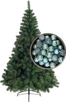 Bellatio Decorations kerstboom H210 cm - met kerstballen ijsblauw