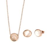 Set - Edelstaal - Vergulde Ketting & Oorstekers - Cat´s Eye