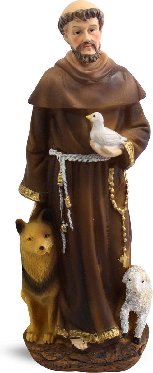 Beeld Heilige Franciscus met schaap 20cm