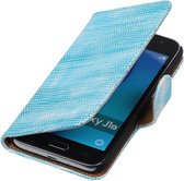 Turquoise Mini Slang booktype cover hoesje voor Samsung Galaxy J1 Nxt