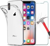 Transparant Hoesje voor iPhone Xr Soft TPU Gel Siliconen Case + Tempered Glass Screenprotector