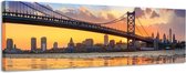 Ben Franklin Bridge - Canvas Schilderij Panorama 158 x 46 cm