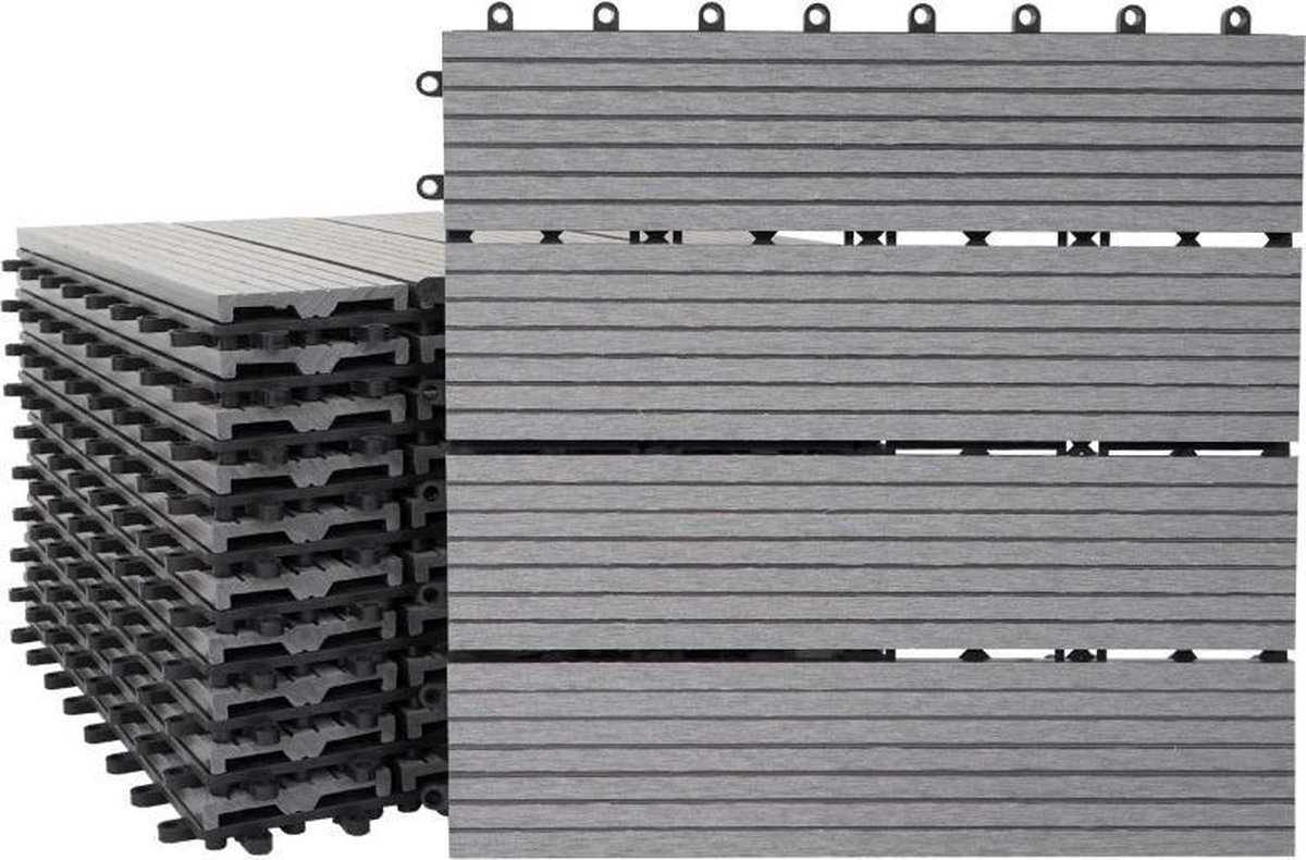 WPC hout vloertegel 11 stuks (grijs)