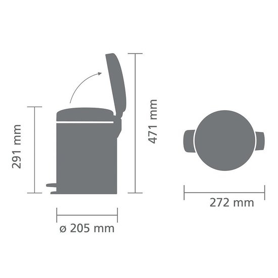 Brabantia NewIcon poubelle à pédale 5 litres avec seau intérieur synthétique - Matt Black