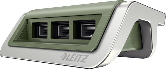 Leitz Style USB-oplader - 3 Poorten - Zee Groen