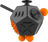 Fidget Cube Box XXL met 12 speelkanten - Stress Verminderende Speel Kubus - Zwart Oranje