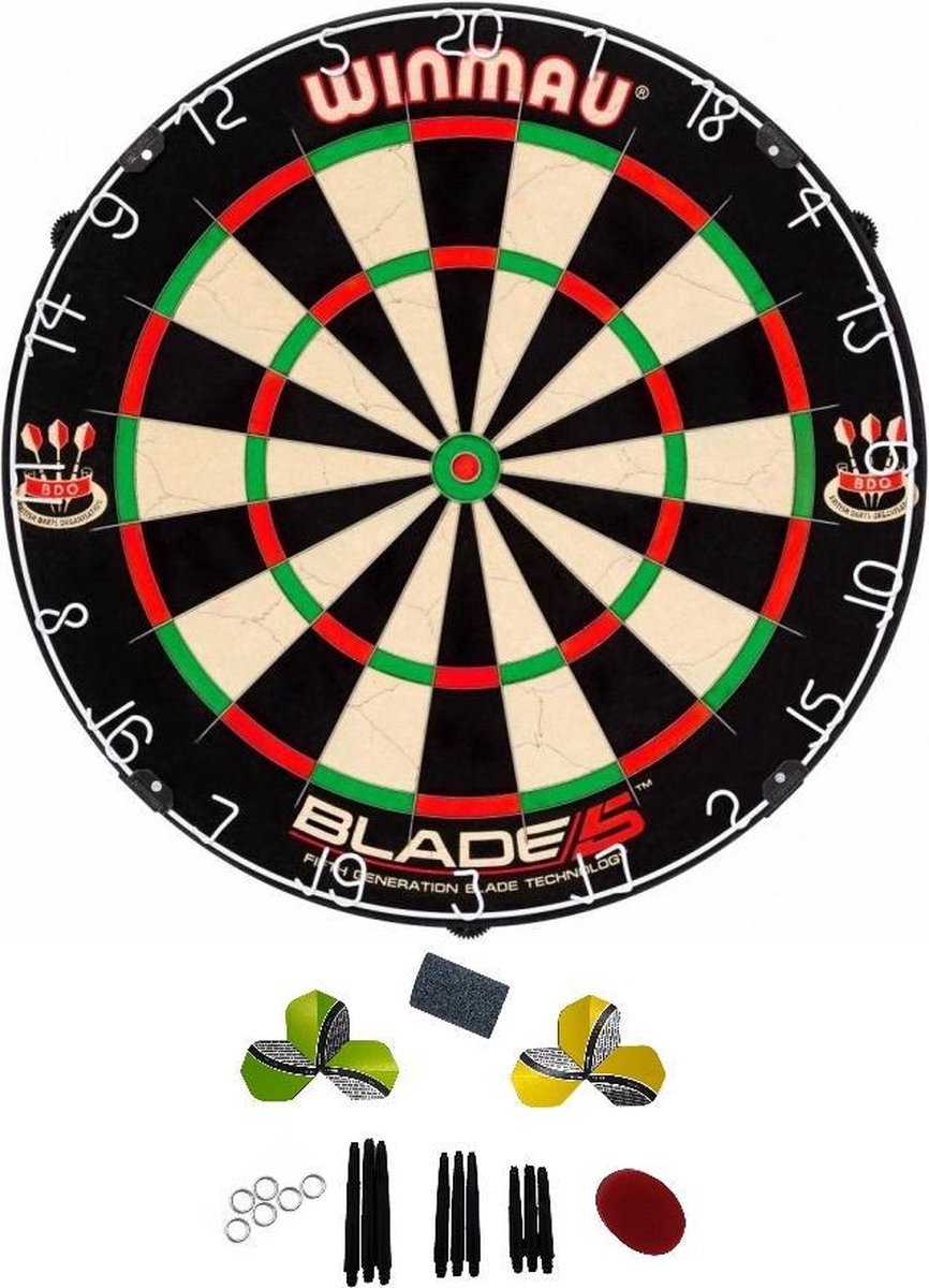 Winmau Blade 5 Bristle Dartbord Met cadeauset