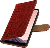 Rood slang design book case voor Samsung Galaxy S8 hoesje