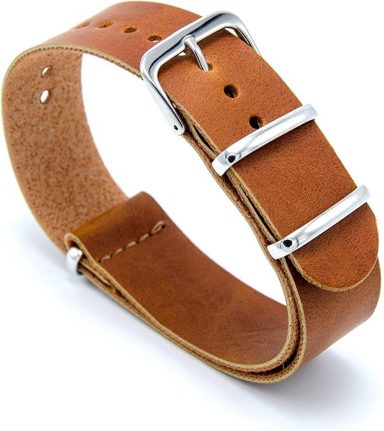 PU Leather Nato Strap - PU Leren Horlogeband + luxe pouch
