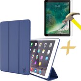 Hoes geschikt voor Apple iPad 9.7 (2017 / 2018) - Smart Book Case Siliconen Blauw + Screenprotector Gehard Glas