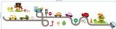Muursticker met auto's op de weg en decoratie (variant A) - Muursticker auto's op snelweg - Muursticker snelweg met auto's - Muursticker speelkamer - Muursticker auto fan - Muursti