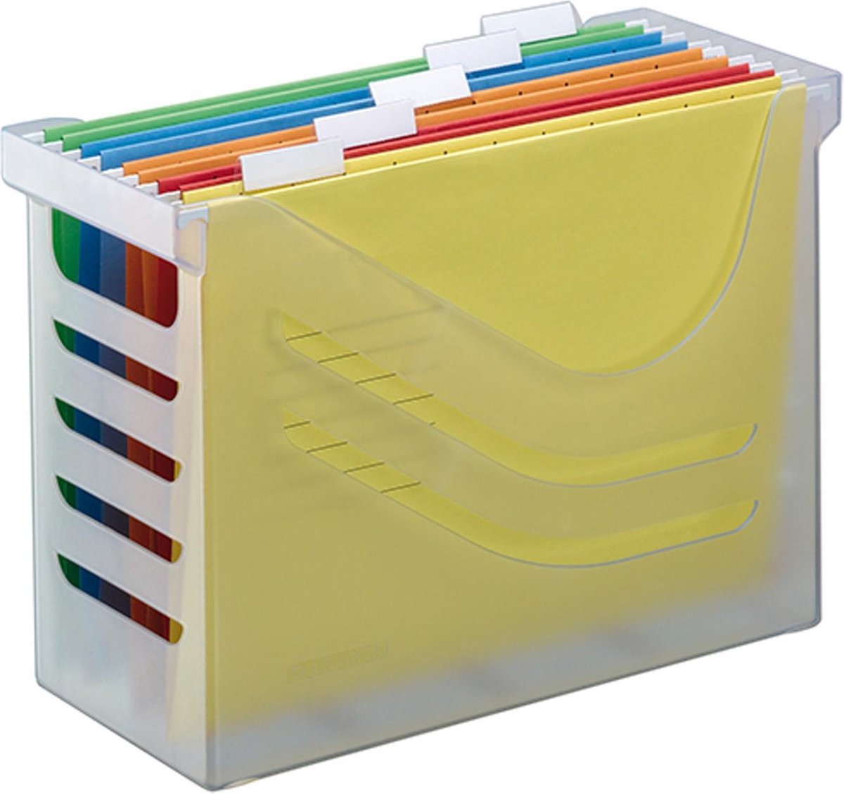 Officebox transparant - met 5 assorti gekleurde hangmappen bol.com