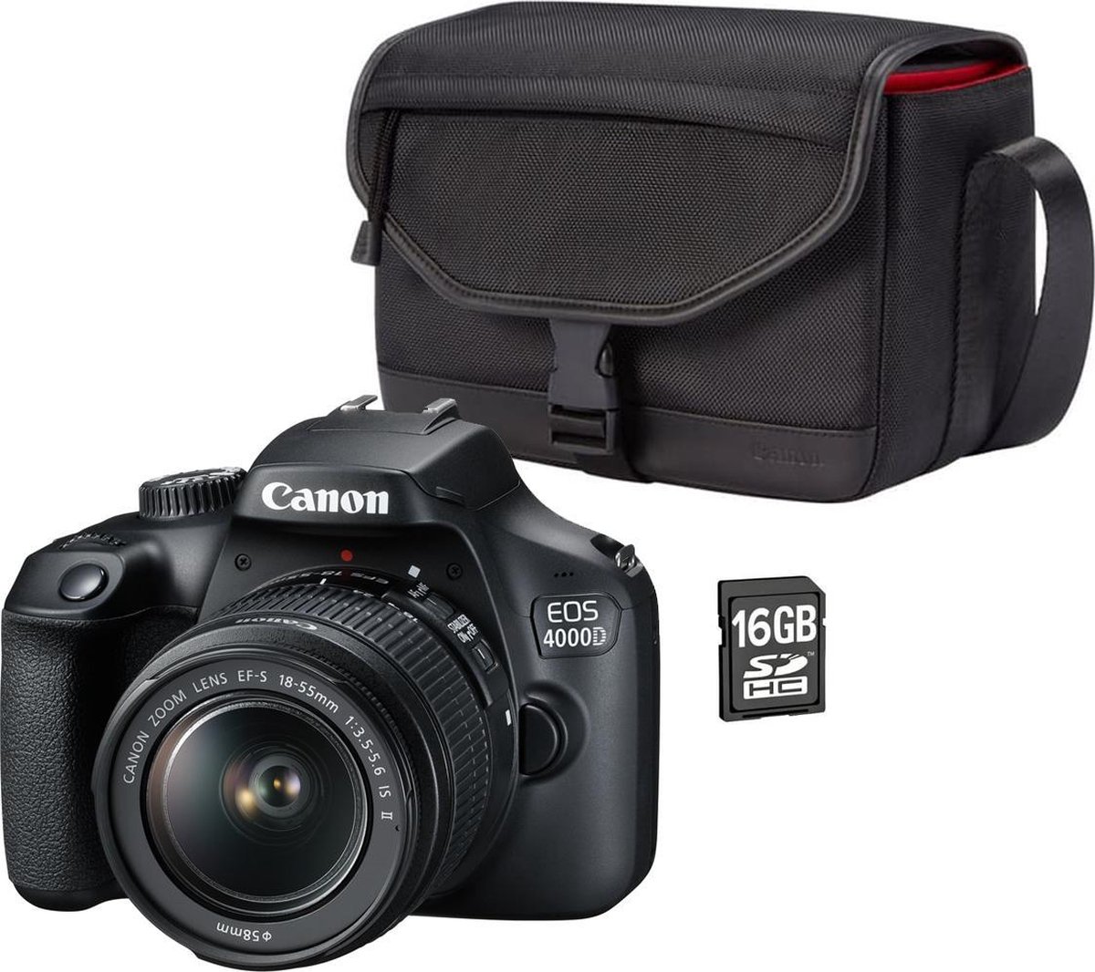 Aankoop Bijproduct helling Canon EOS 4000D + 18-55mm DC + Cameratas + Geheugenkaart 16GB +  Reinigingsdoekje - Zwart | bol.com