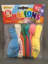 Ballonnen 70 jaar - 8 stuks - Bonte kleuren