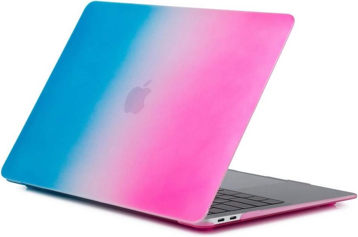 Macbook Case voor New MacBook Air 2018 13 inch (A1932) - Laptopcover - Regenboog Blauw Pink