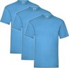 3 Pack Shirts Fruit of the Loom Ronde Hals Azure Blue Maat S Valueweight