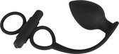 Black Velvets – Multifunctionele Siliconen Plug met Vibrerende Ringen voor Penis en Ballen 9,5 cm – Zwart