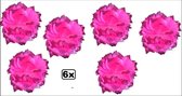 6x Bloem + glitter en ijzerdraad pink