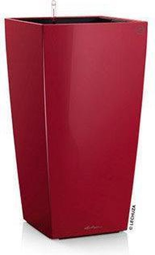 LECHUZA Jardinière Cubico Premium 30 rouge brillant