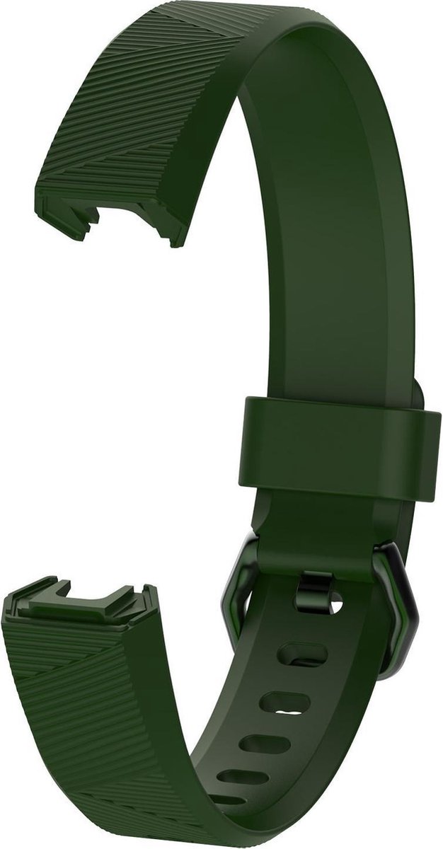 KELERINO. Siliconen bandje geschikt voor Fitbit Alta (HR) - Gespsluiting - Groen - Large