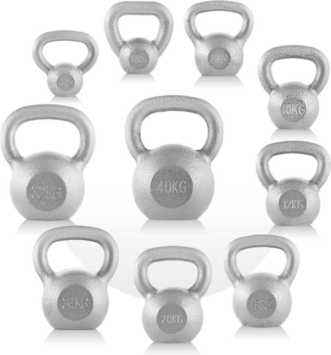 Taurus Kettlebells zilver 20kg – Kettlebell – Gietijzer – Hamerslag gelakt