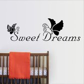 Muursticker tekst Sweet Dreams / Decoratie slaapkamer / 22x72cm